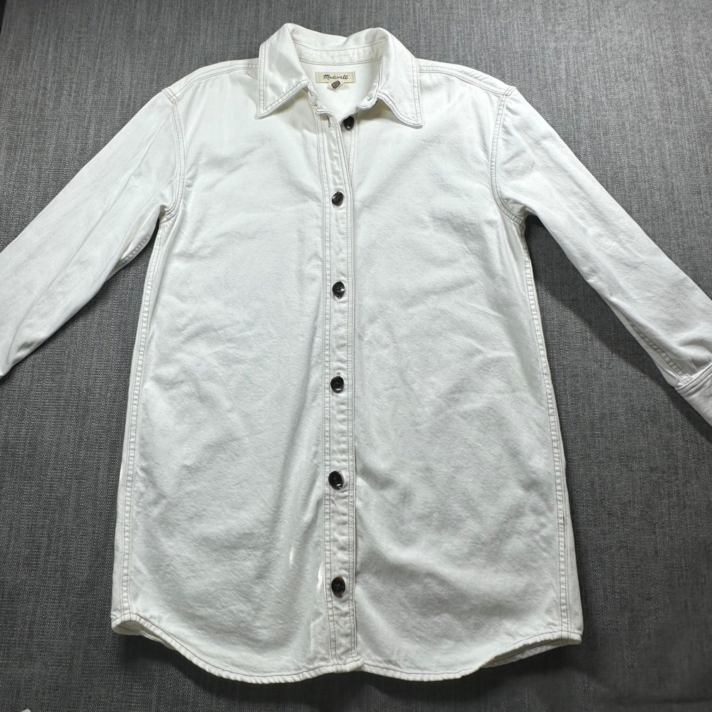 Madewell Denim Shirt Dress Womens Medium White  Long‎ Sleeve Button Down